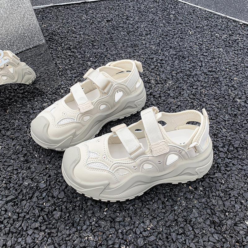 

Hollow breathable Mary Jane shoes women s 2025 new summer outer wear sandals thick sole heightening Internet celebrity casual sports shoes 40