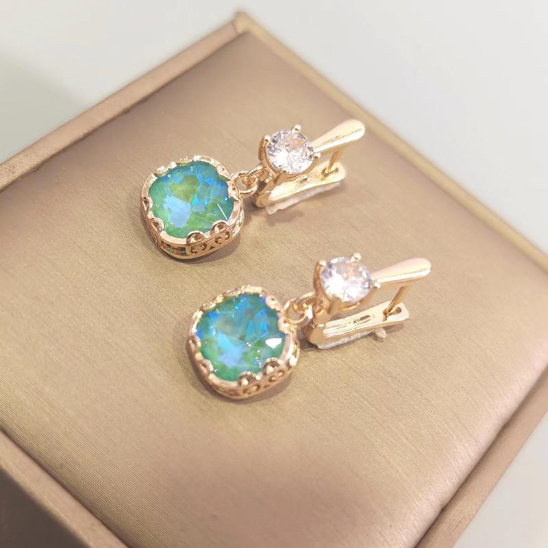 Fashion Party Ohrringe für Frauen 2023 Neue Blaue Quadratische Kristall Zirkon Baumeln Ohrring Luxus Gold Farbe Schmuck Zubehör