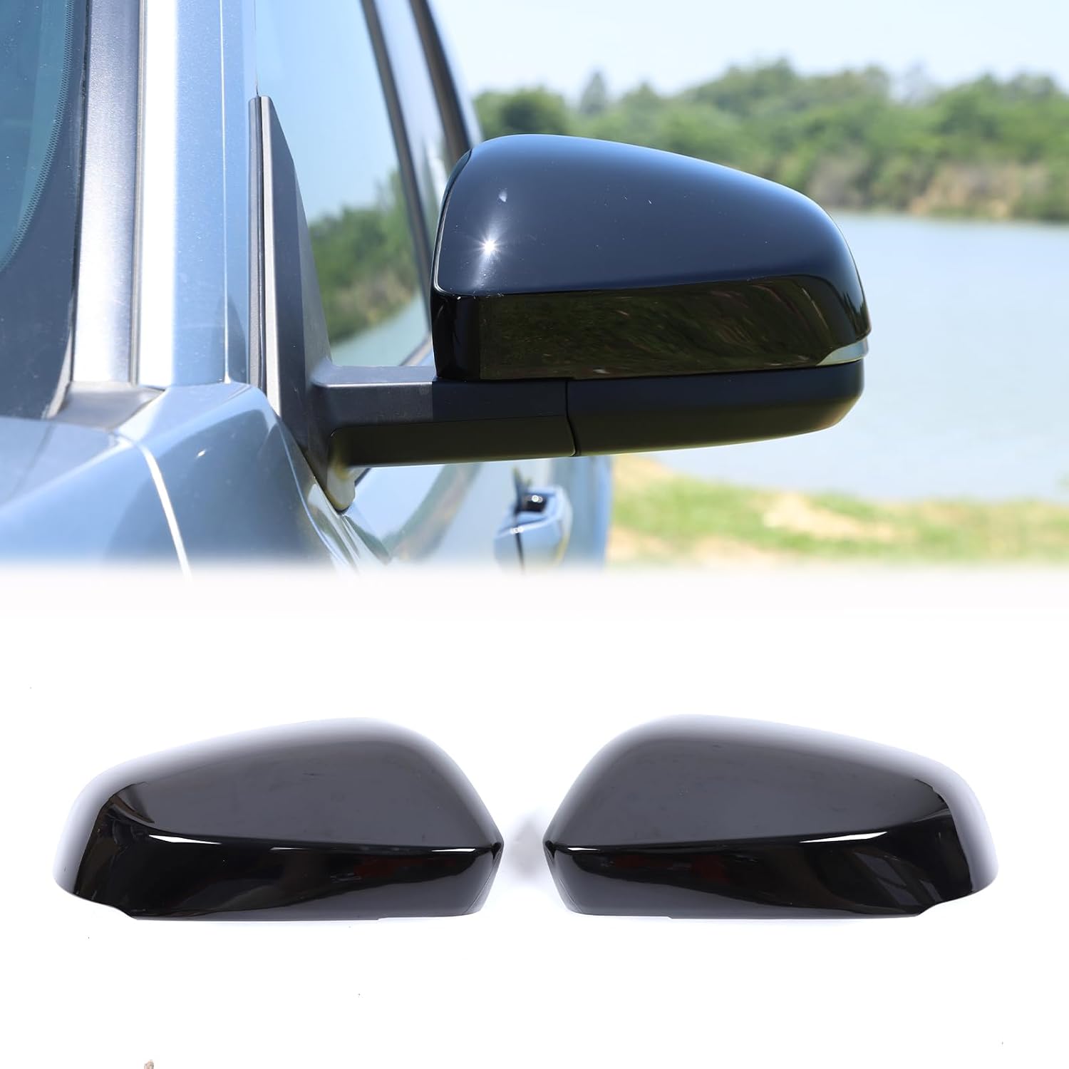 

Door Rearview Mirror Cover Cap Trim Compatible with Toyota Tacoma 2024 2025 2026 (with turn signals light) Left Right Side Door Rear View Mirror Bright Black A