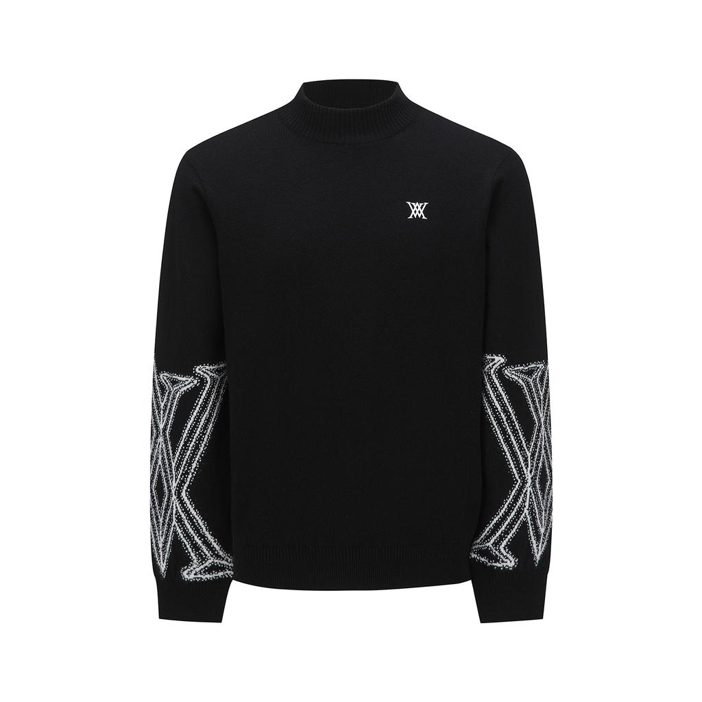 ANEW GOLF Men Wi Fuzzy Logo Point Sweater_Bk