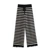 Fashion Wind New Fall Women's Clothing Stripes Contrast Color Straight-leg Fringed Burr Knitting Wool Pants 4 Colors
