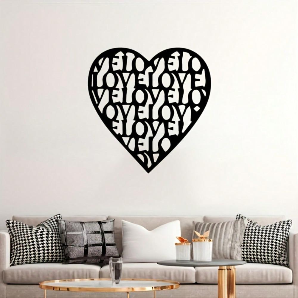 Geometric Heart Metal Wall Art Modern Iron Decor Living Room Home Gift Valentine Anniversary Housewarming