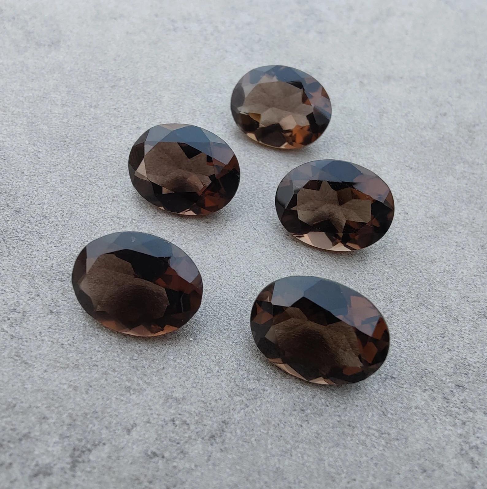 Natural Oval Smoky Quartz Faceted AAA+ Quality Gemstone for Jewelry All Size Available 10X14 MM