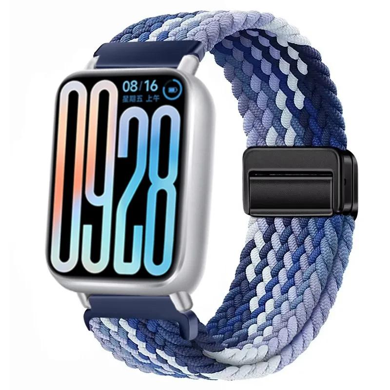Nylon Strap for Xiaomi Band 8 Pro/9 Pro Braided Loop Magnetic Buckle Breathable Adjustable Wristband for Redmi Watch 6/5/4 Belt