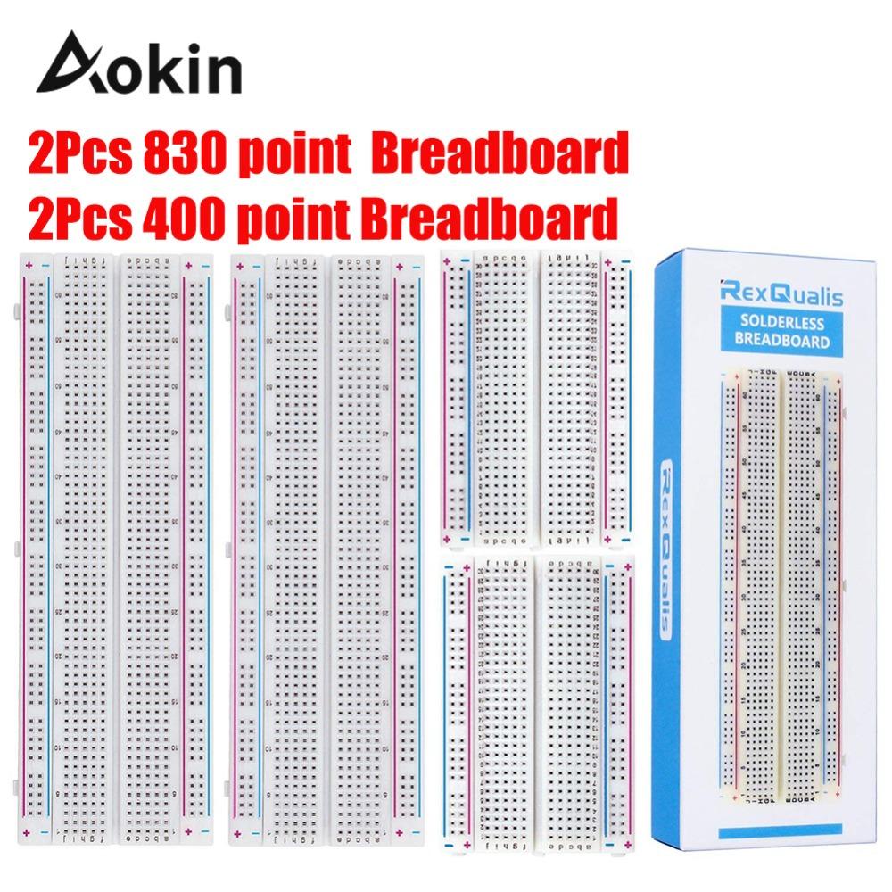 4PCS Breadboards Include 2PCS 830/400 Point Solderless Prototype PCB ...