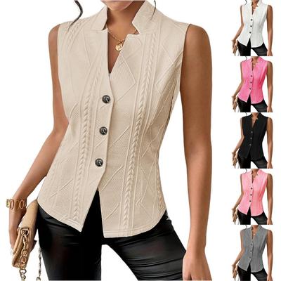 Damesmode Effen Kleur Pendelen Knoop Gilet Gilet Top