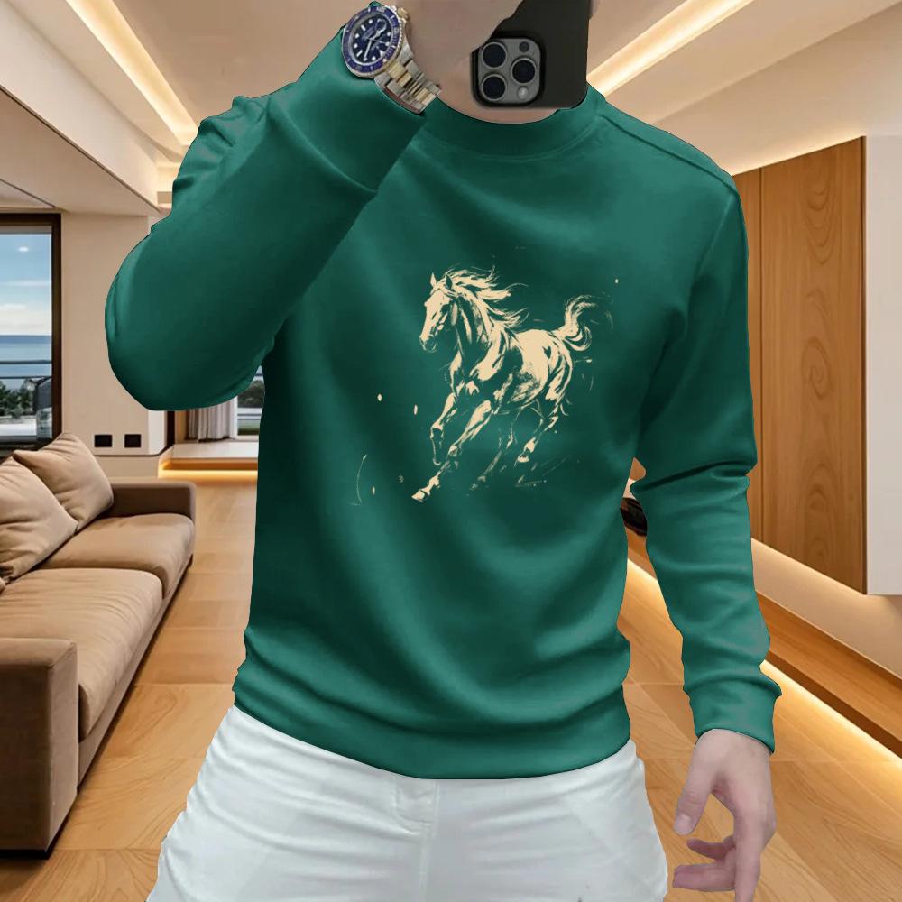 

2025 Trendy Men s Spring/Autumn Round Neck Loose Hoodie L зелений