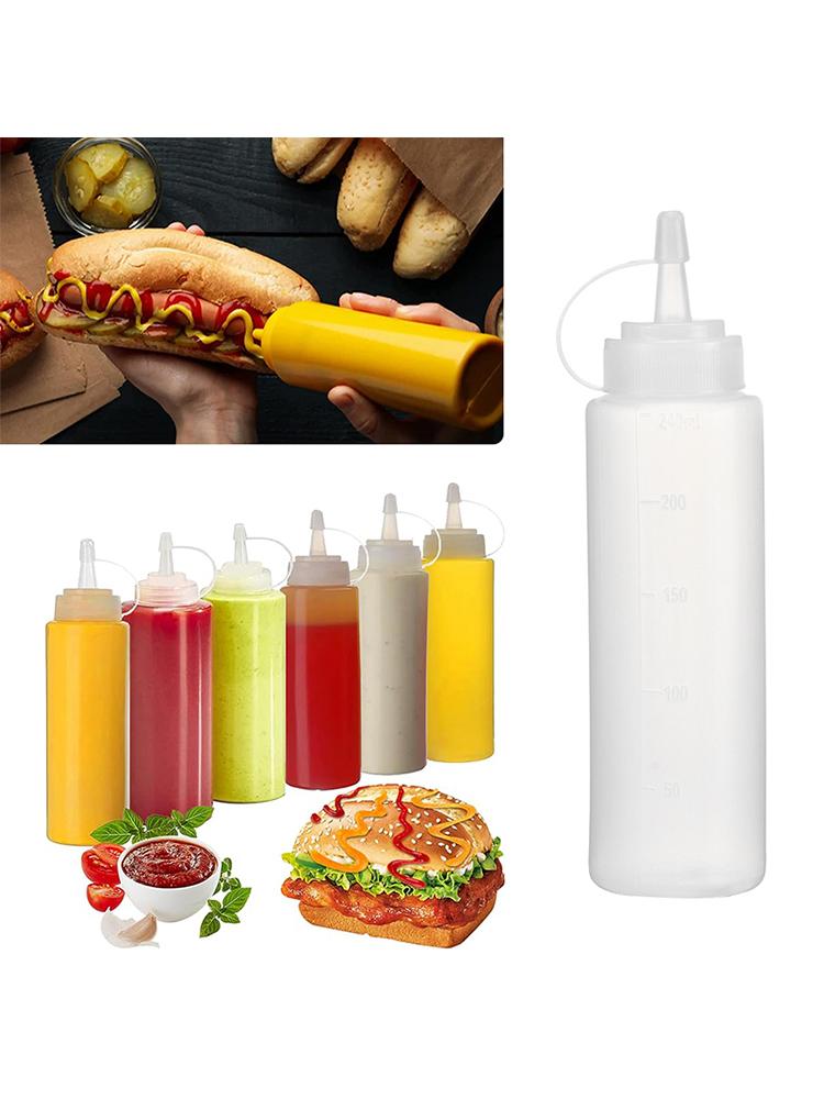 

240 мл Белая бутылка для выдавливания Соус для салата Выдавливаемая пластиковая бутылка Бутылка для выдавливания джема-1 шт.
