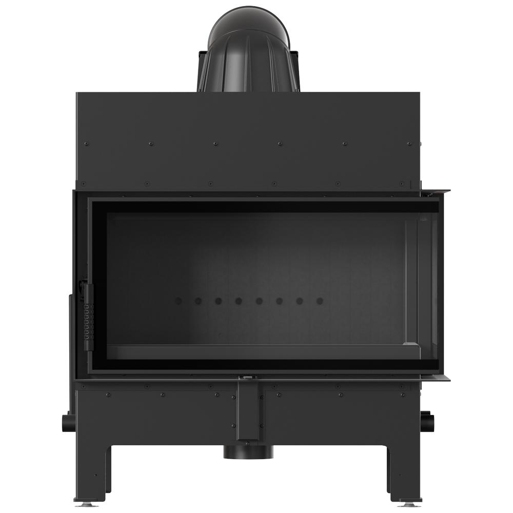 Corner Fireplace KRATKI FLOKI Right 12kW Ø200 Black Closing Installation Kit