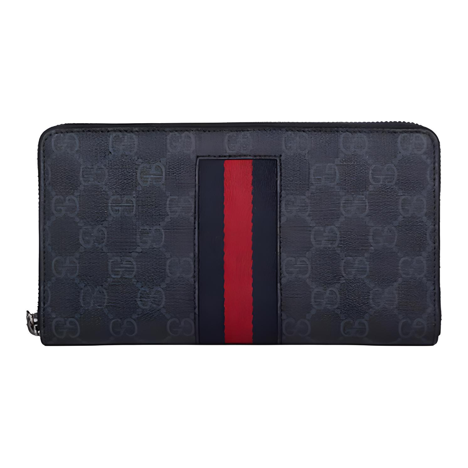 

GUCCI Classic Floral Logo Red and Blue Striped Webbing Zipper Closure Long Fabric Wallet Tote Bag Men s Style Black/Gray One Size-Basic Set (Bag+Dust Bag) сірий колір