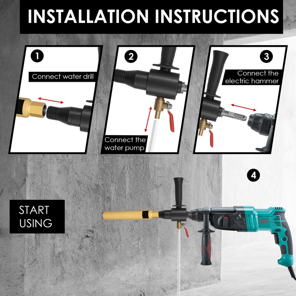 Electric Hammer Water Injection Adapter Male Thread To SDS Plus Drill Adapter Carbon Steel Hammer Water Injection Converter