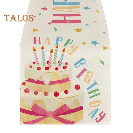 Wszystkiego Najlepszego Bieżnik na Stół Nadruk Balonów i Konfetti Chroni Stół przed Ciepłem i Zarysowaniami Wielokrotnego Użytku Dekoracja Ochronna Stołu Stół na Przyjęcie Urodzinowe