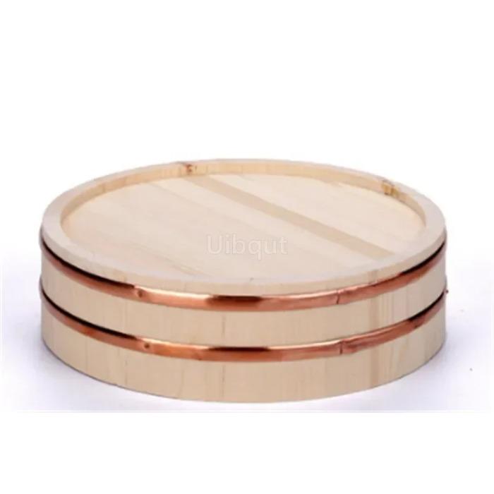 Korean Food Japanese Style Copper Edge Basin Big Bowl Bucket Cuisine Bibimbap Sashimi Sushi Wooden Barrel Mixing Rice Wood Spoon