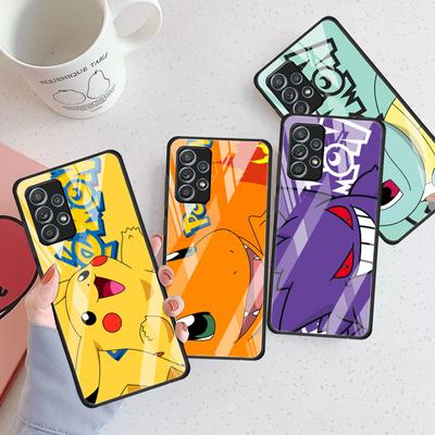 Glass Case For Samsung Galaxy A12 A52 A51 A32 A21s A71 A22 A73 A53 A13 A50 A70 A30 A11 A31 A41 Phone Cover Pika Pokemoon Cute