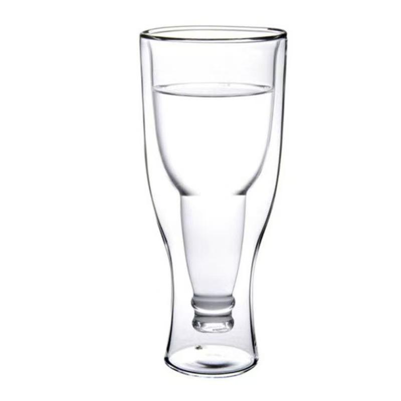 High Borosilicate Double Wall Beer Cups Minimalist Transparent Glass PP Design for Camping and Export to Europe 201-300ml чистый