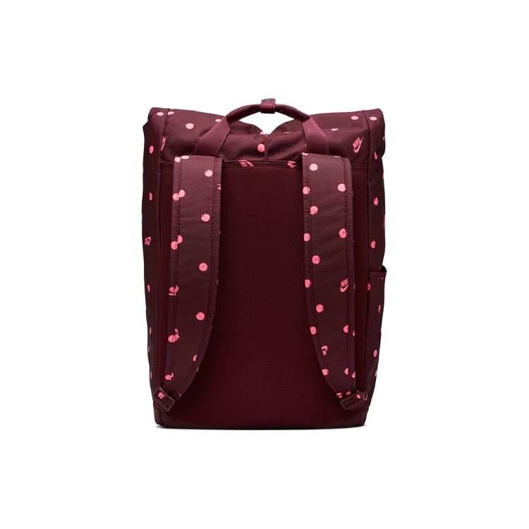Nike Polka Dot Logo Polyester Backpack Unisex Backpack Burgundy BA6185-681