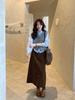 Women's Coffee-Colored Retro Corduroy Skirt - French Autumn/Winter 2025 Design