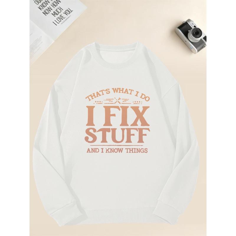 Black with White Loose Fit Casual Crewneck Sweater for DIY, Handyman Gifts, Casual Attire (Machine Washable)
