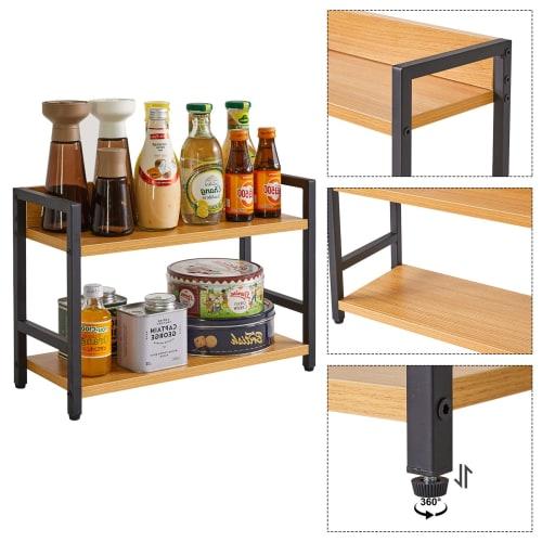 IBUYKE 2-Tier Kitchen Rack, Condiment Storage Rack, Spice Rack, Kitchen Storage, Gap Storage, Counter Shelf, Under the Sink, Bathroom Sink, Easy Assem