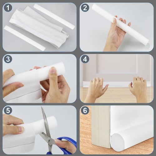 Door Bottom Seal Tape, Fills Gaps Under Doors, Prevents Drafts, Improves Heating and Cooling Efficiency, Energy Saving, Airtight, Strong Adhesive, Sou