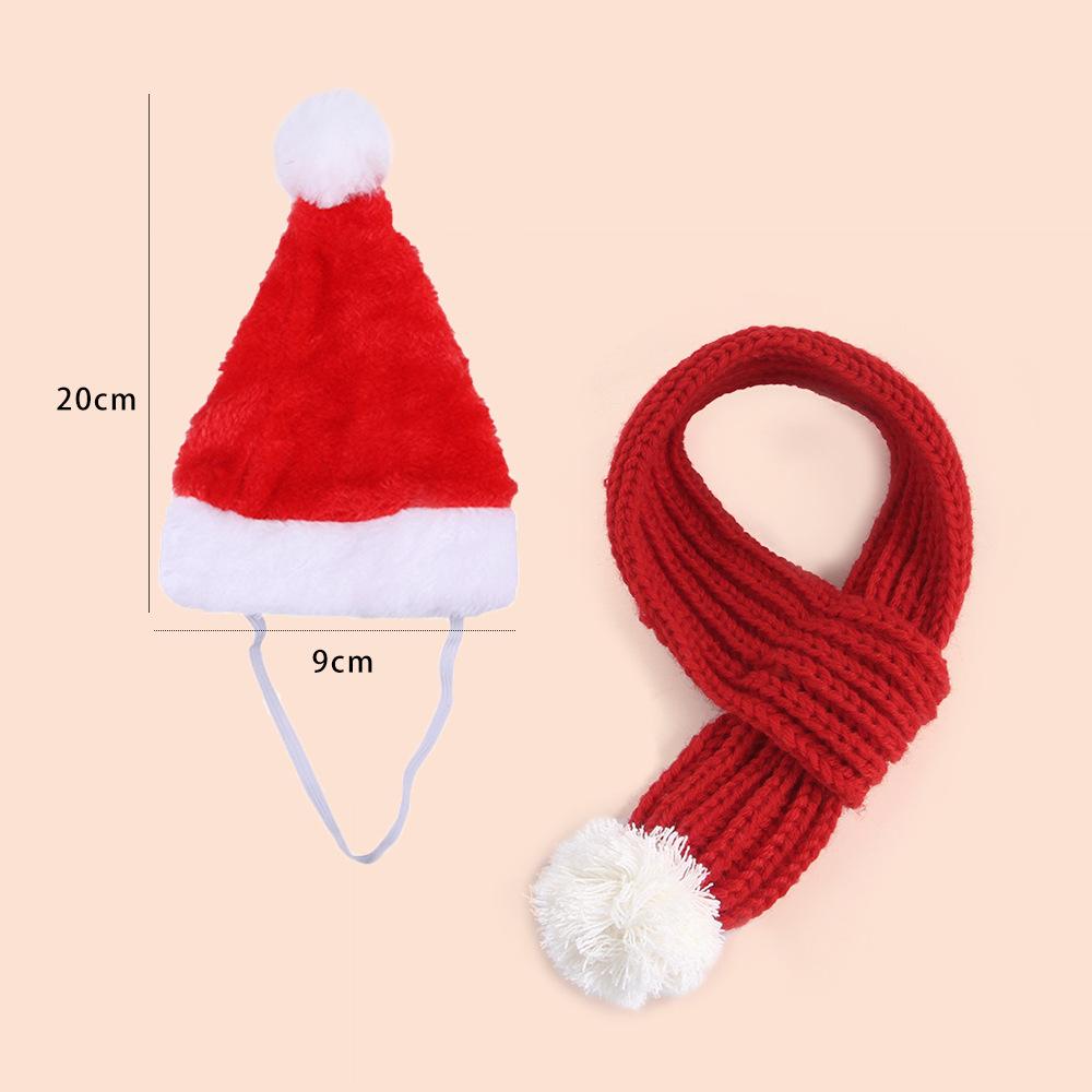 Pet Christmas Hat Scarf Set Accessories with Christmas Kitten Scarf Cat Christmas Hat Set