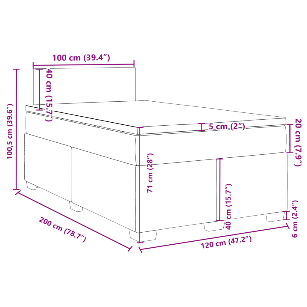 Box Spring Bed with Mattress Cream 120 x 200 cm Fabric
