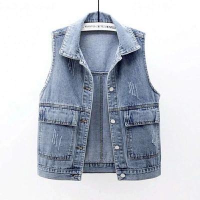 Denim Vest Women's Short All-match Western Style Sleeveless Vest Vest Waistcoat Jacket