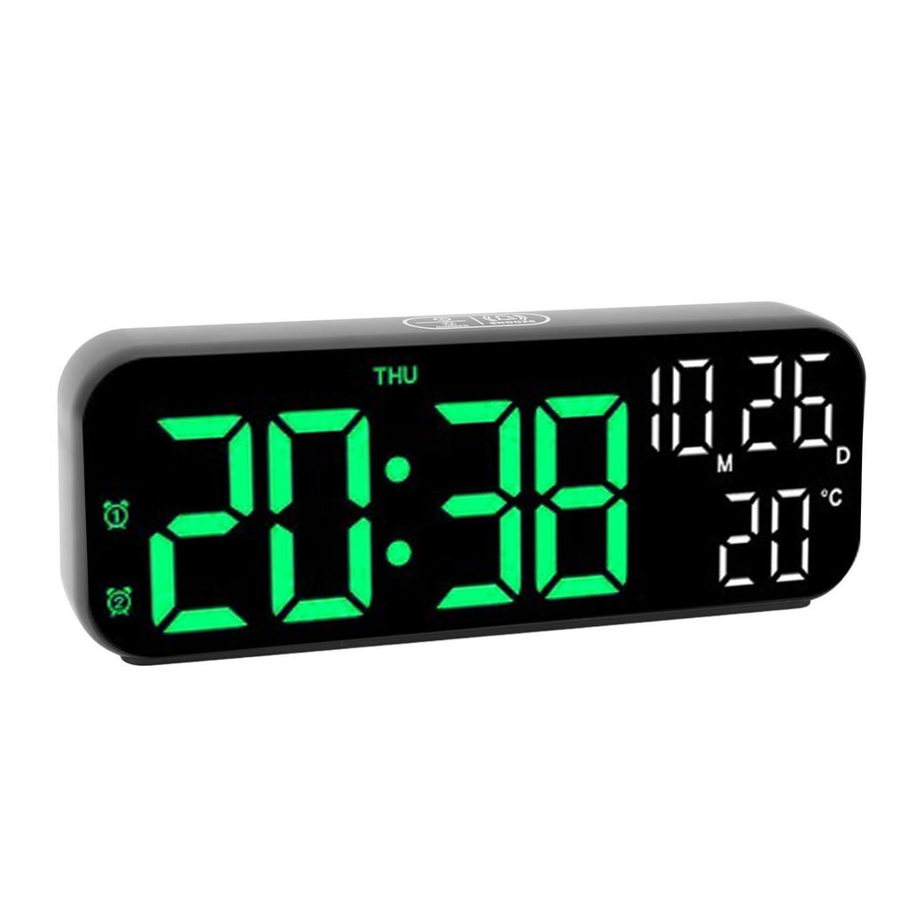 Digital Clock Dual Display Voice Control 3   Brightness Date Temp Display Countdown LED Electronic Alarm Clock