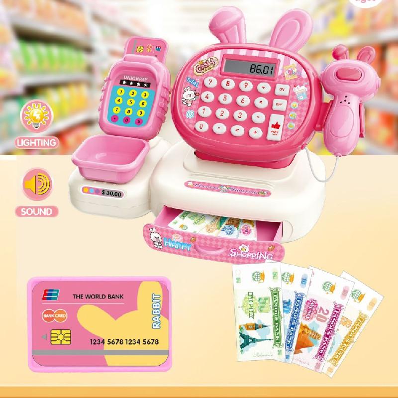 Childrens Play Cash Register Toy For Role Play With Sound And Light Features For Kids Learning
