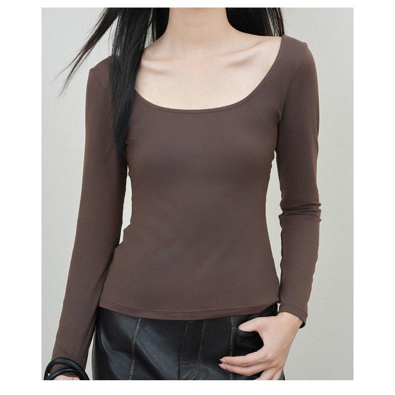 

Жіноча футболка з круглим вирізом, тканина з кашеміровим протеїном, зручна та дихаюча, приталена та тонка, з довгим рукавом, приємна до шкіри та тепла, простий топ one size fits all (recommended 40-80kg )