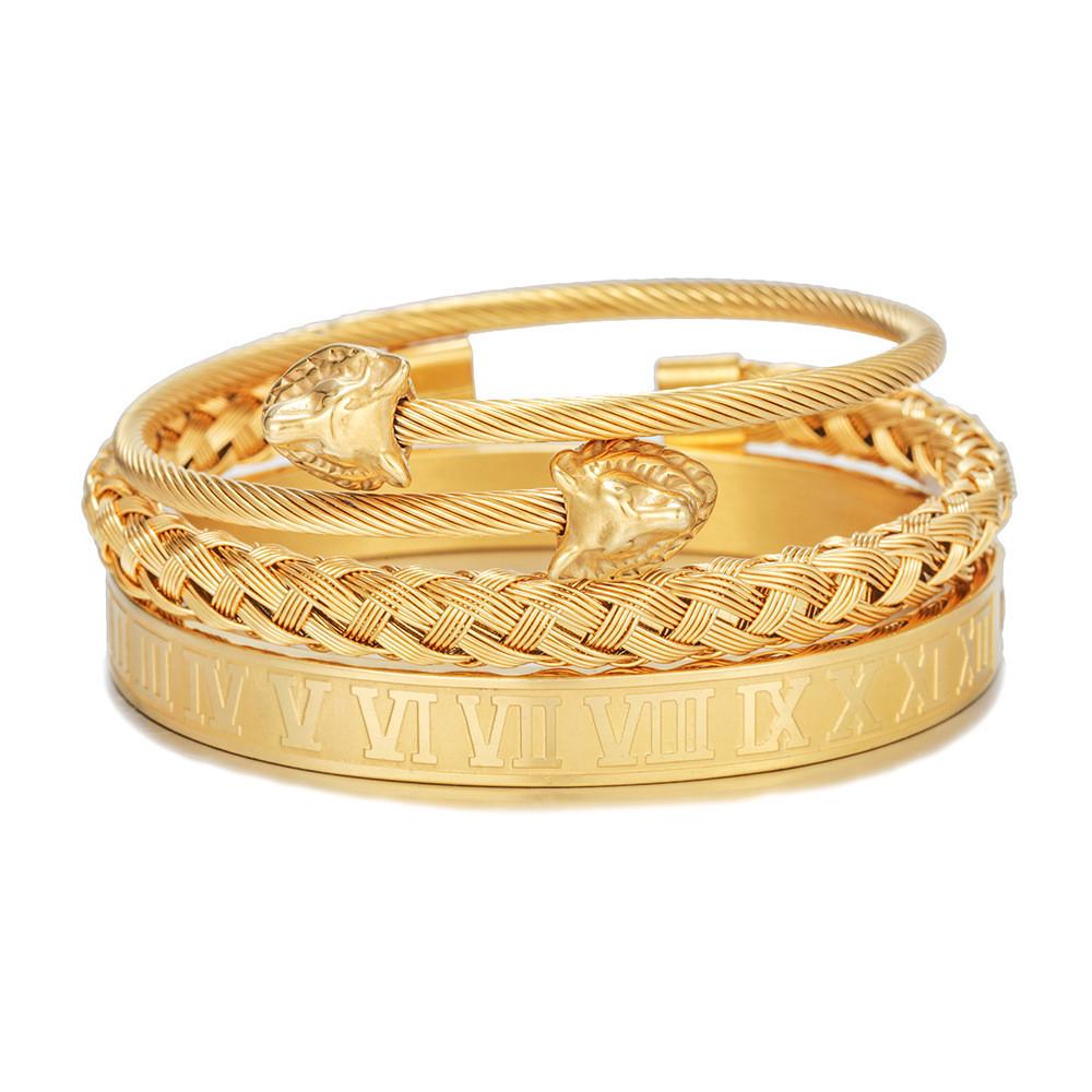 Geometrisches Offenes Armreif aus Titanstahl für Herren und Damen Trendiger Schmuck Geschenk für Reisen