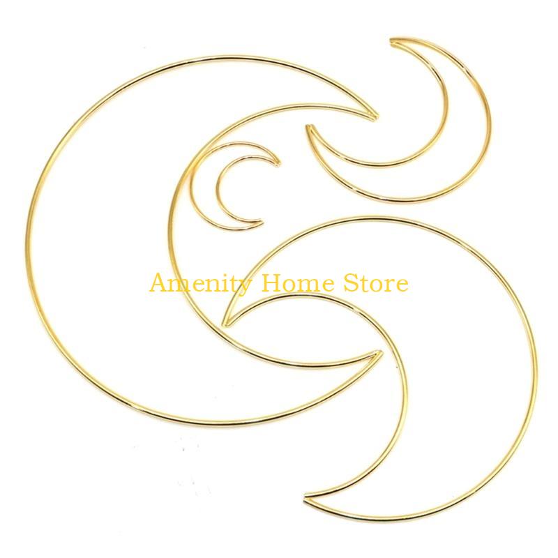 F26C Love Heart Stars Moon Hoop for Handmade Dreamcatcher Making Wall Dream Catcher Frame Circle Ring Metal Macrame Hoop