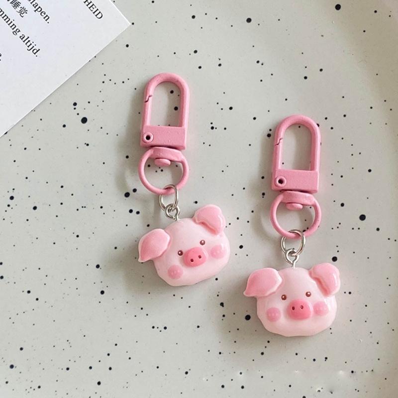 Pig Pendant Alloy Acrylic Material Long Lasting Use Animal Keychain for Bag