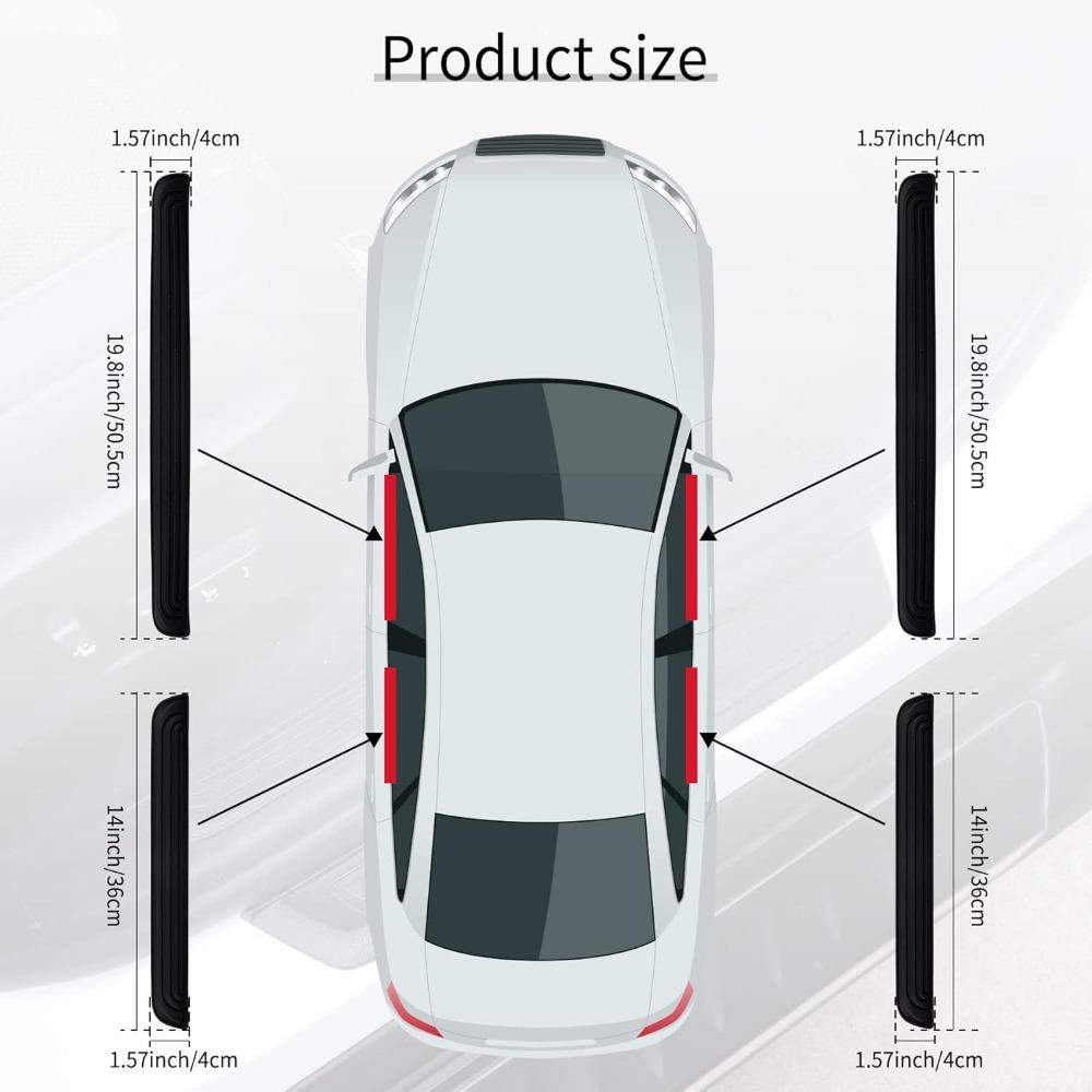 Car Door Threshold Protection, 4PCS Door Edge Step Dust Shield Cover, Car/SUV Universal Rubber Scratch Resistant Exterior Accessories