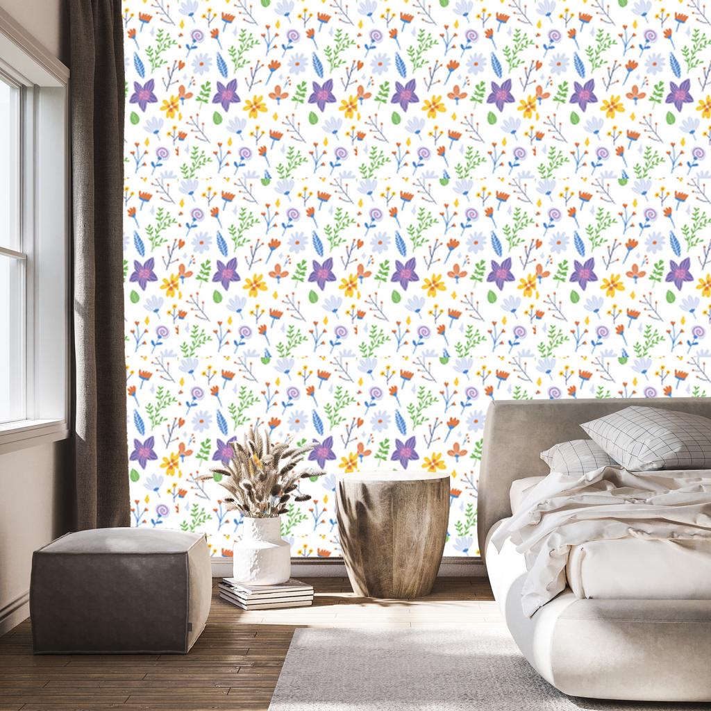 Wild Flowers Wallpaper White and Cream for Living Room and Bedroom 50x1000
