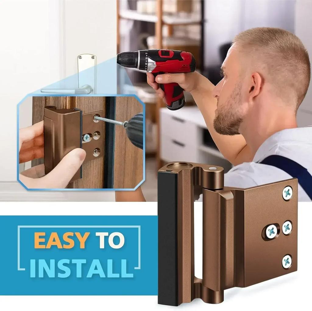 Home Security Door Reinforcement Lock - Safety Bedroom Door Lock Withstand 800 Lbs, Kids Safety Deadbolt Lock