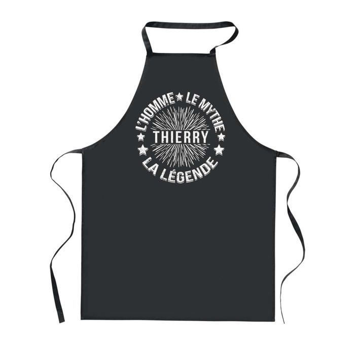 Tablier de cuisine - Thierry - Noir - Motif étoile - Coton résistant