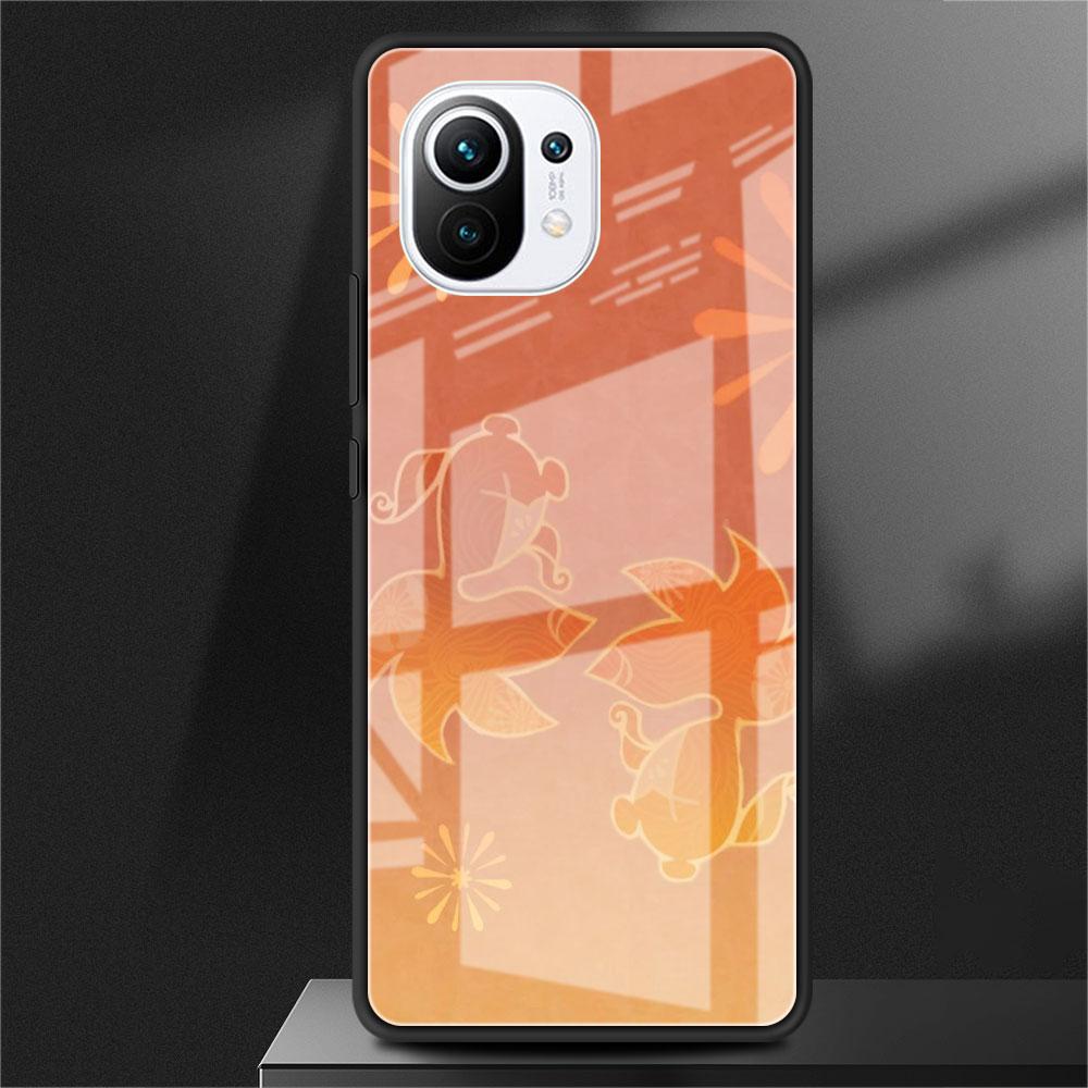 Genshin Impact Logo Glass Case For Xiaomi Poco X3 NFC 11 Lite 11T F3 M3 For Redmi Note 11 10 9 8 Pro 10S 9S 9A 9C Phone Cover