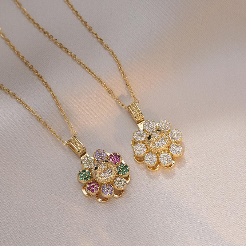 Fashion Sunflower Pendant Necklace for Women 2024 New Stainless Steel Chain Jewelry Party Accessories