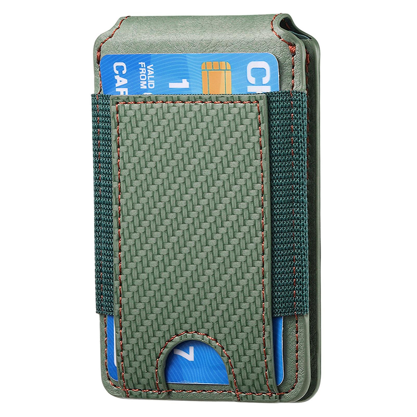 

KB-59 Текстура вуглецевого волокна Клейкий гаманець для телефону з підставкою Шкіряна еластична кишеня для карток Green