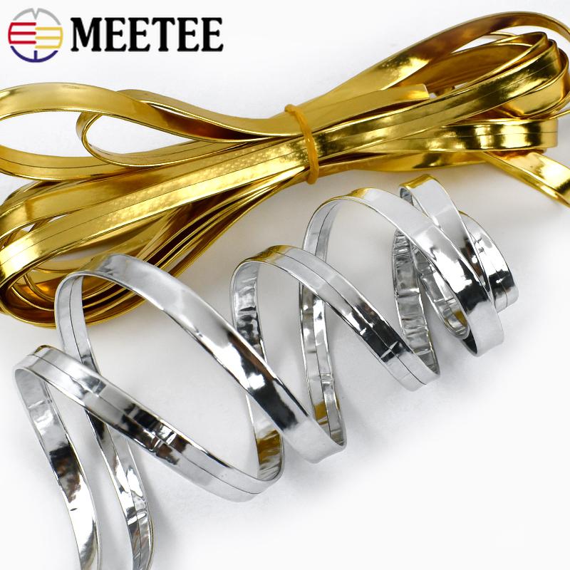 5Meters 5-15mm Meetee Mirror PU Leather Cord Gold Silver Ribbon Rope for Necklace Jewelry Decoration Craft Sewing Accessories