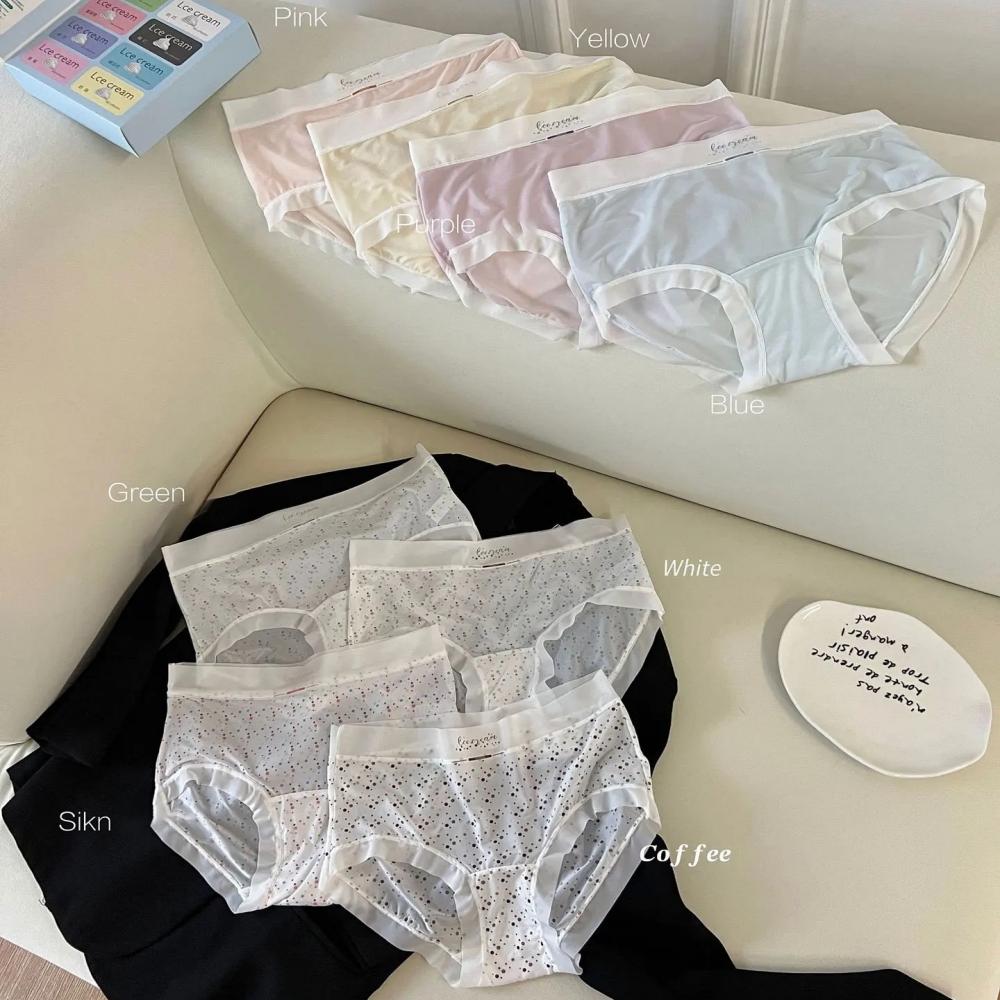 8PCS Underwear Set for Women Seamless Ice Silk Panties Blind Box Gift Plus Size Extended Crotch Lingerie Pack