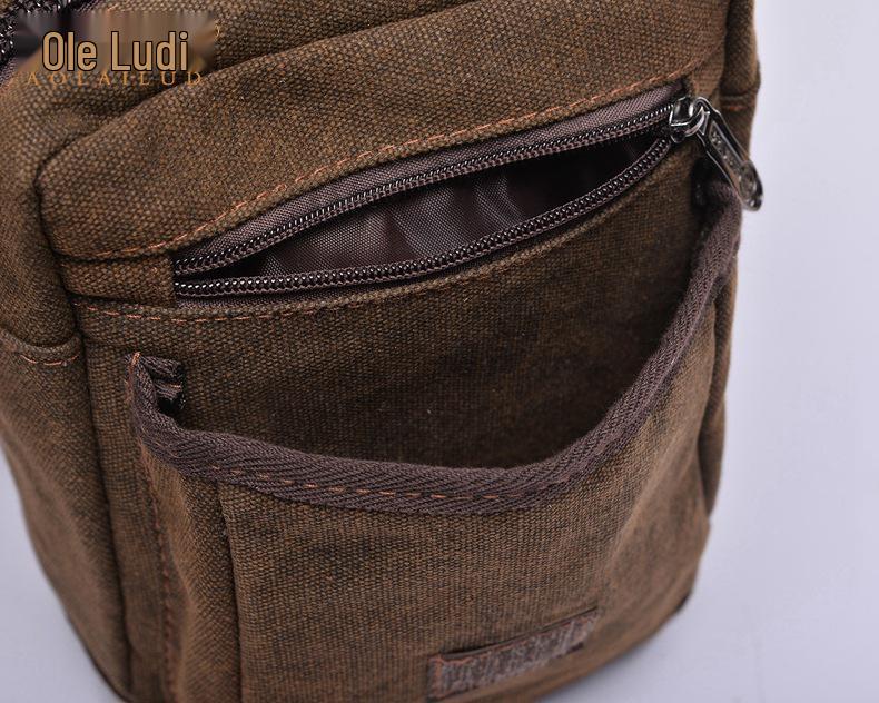 Męska Retro Płócienna Torba na Nogę - Pionowy Kwadratowy Zamek Błyskawiczny, Odporna na Zużycie, Styl Europejski i Amerykański