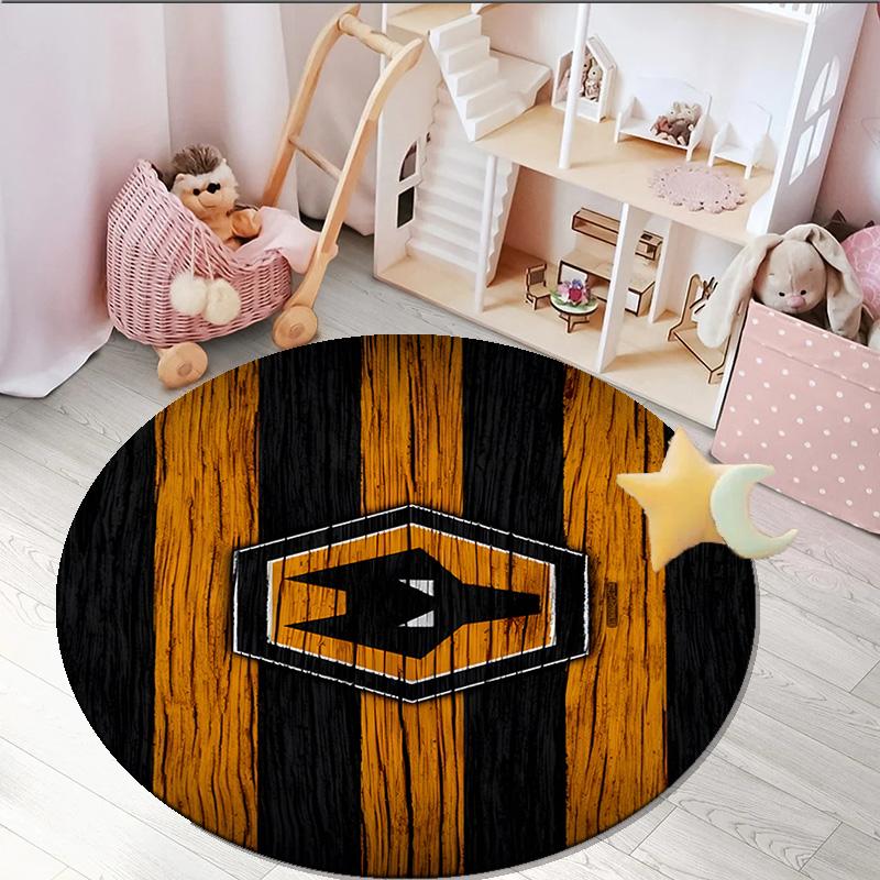 1PC Round Rug Wolves Football Club Emblem Printed Round Area Rug ,Rug For Home Office, Round Chair Rug, Decorative Carpet Fan Gifts Christmas Gift