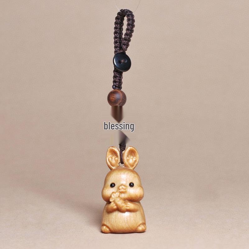 Cliff Cypress Zodiac Keychain Wood Carving Pendant Charm