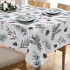 Christmas Pine Needle Holly Waterproof Tablecloth Table Decor Winter Holiday Kitchen Dining Tablecloth Christmas Decorations