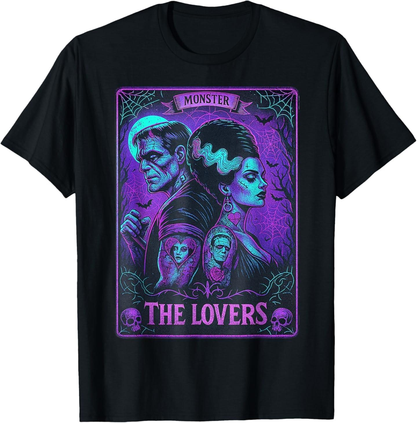 The Monster Frankenstein And Bride The Lovers Tarot Card 1 T-Shirt Mens Womens Tees Top L