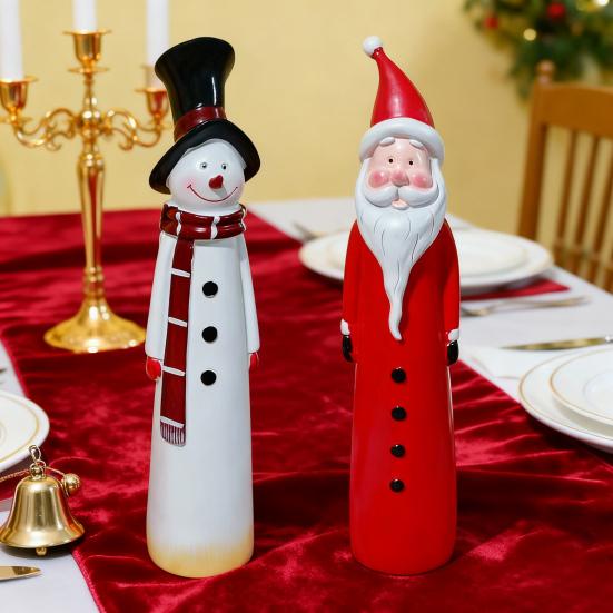 Christmas Santa Claus Figurine Hand-painted Cartoon Snowman Resin Statue Sculpture Holiday Party Home Office Desktop Decoration