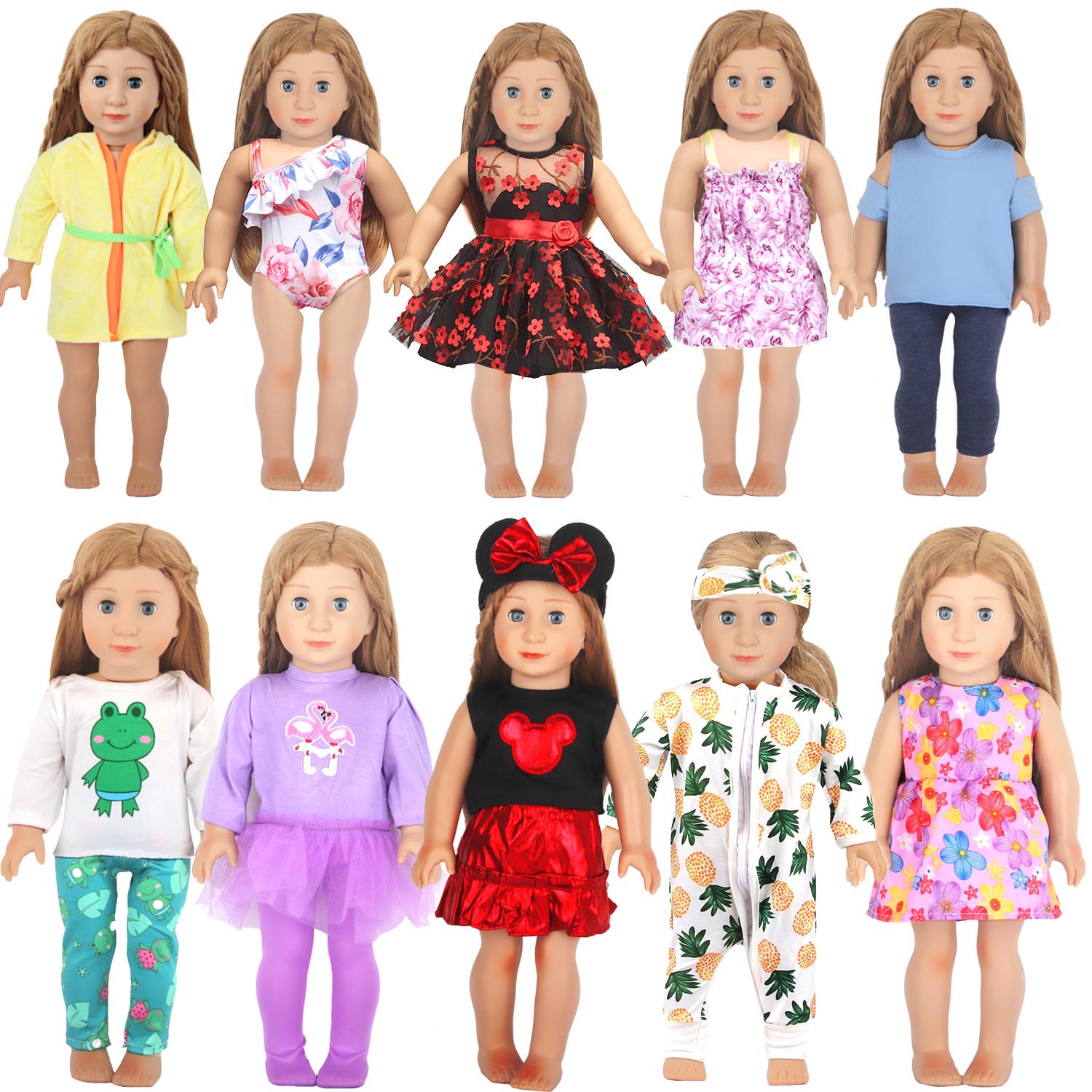 MSYO 18 Inch Doll Clothes for American Dolls Girl 10 Sets Fashion Cute Doll Outfits Accessories for 45cm Dolls чёрный