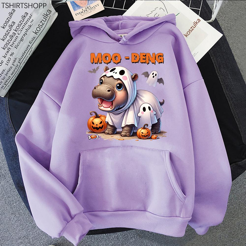 

Смешной Хэллоуин Moo Deng Hoodie Fashion Unisex Harajuku Aesthetic Kawaii Hoodies Unisex Осень Зима Пуловер Толстовки Толстовка 3XL